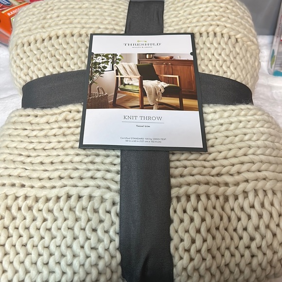 Threshold Other - Threshold, knit throw with tassel trim. 50” x 60” 100% acrylic new with tag.
